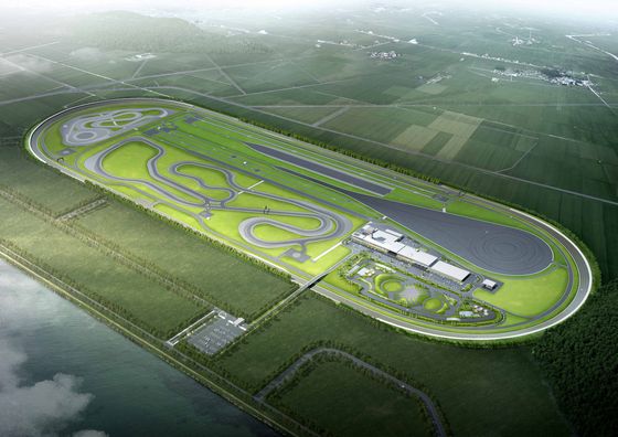 A computer-generated aerial view of Hankook Tire & Technology's proving ground in Taean, South Chungcheong. [HYUNDAI MOTOR GROUP]