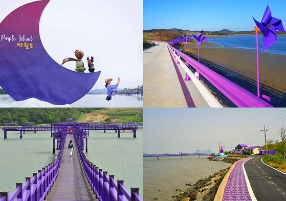 Walking trails, bridges and road barricades are all purple. [SINAN COUNTY]