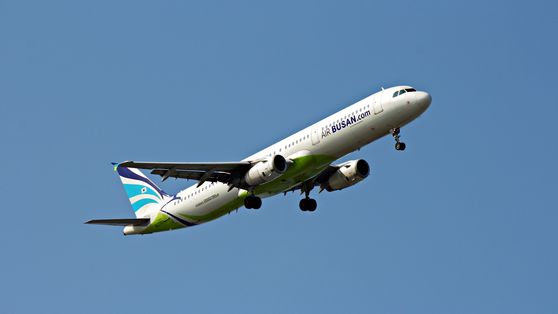 An aircraft of Air Busan flies in the sky. The budget carrier starts flights to Shenzhen, a coastal city in the south of Guangdong Province in China, on July 17. [AIR BUNSAN]