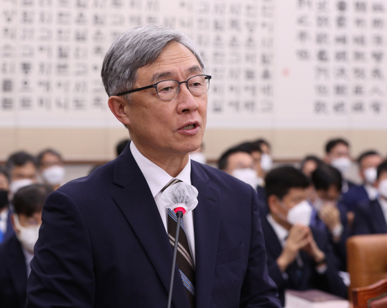 Choi Jae-hyung, head of the Board of Audit and Inspection, gives a business report at the National Assembly on July 29. [NEWS1]