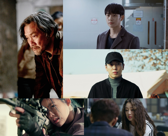 A star-studded cast of actors are featured in the film "P1H: A New World Begins." Clockwise from top left: Actors Jung Jin-young, Jung Hae-in, Jung Yong-hwa, Choi Yeo-jin and Kim Seol-hyun. [FNC ENTERTAINMENT]