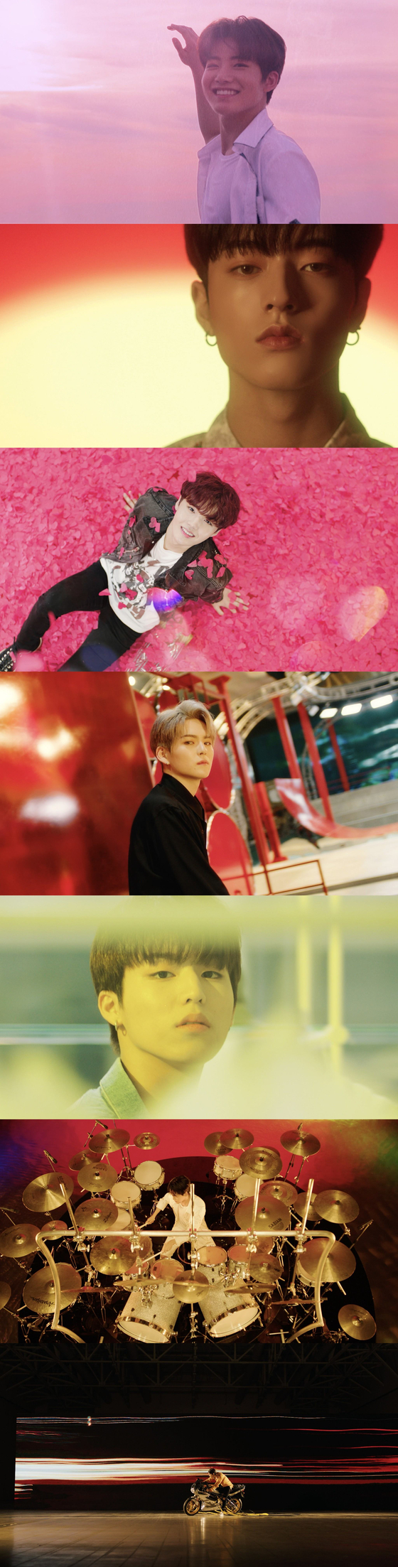 Captured images from the music video of boy band Treasure's new song "I Love You." [YG ENTERTAINMENT]