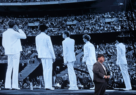 Big Hit Entertainment Chairman Bang Si-hyuk speaks at the Asean-ROK Culture Innovation Summit in November 2019 in Busan. [ASEAN-REPUBLIC OF KOREA COMMEMORATIVE SUMMIT]