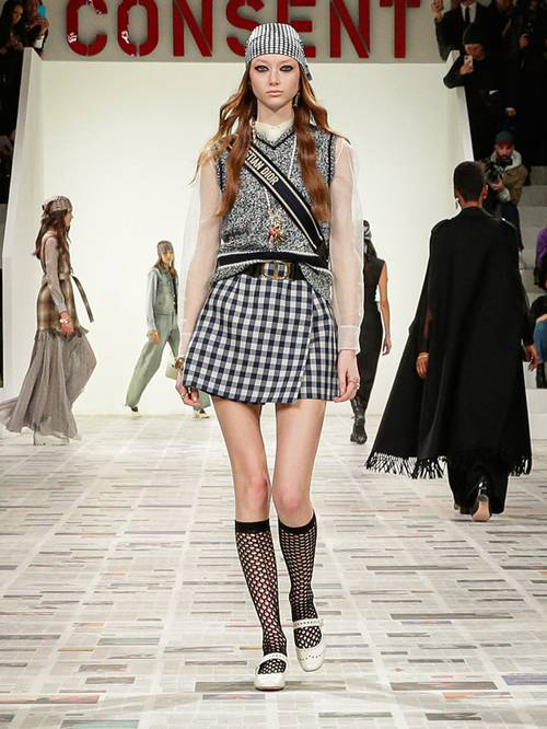 A knitted vest on the Dior runway. [DIOR]