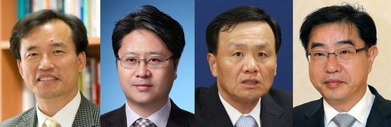 Four of the seven-member committee that will nominate the candidates to head the Corruption Investigation Office for High-Ranking Officials. From left, Kim Jong-cheol, Park Kyung-jun, Lim Jung-hyuk and Lee Heon. Kim and Park were selected by the ruling Democratic Party and Lim and Lee by the opposition People Power Party. [YONHAP]