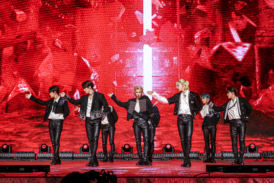 Boy band Stray Kids hold their first online concert on Sunday via Naver V Live. [JYP ENTERTAINMENT]