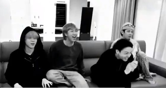 A captured image from BTS's video while members react to the Grammy nomination news on Wednesday morning [SCREEN CAPTURE]