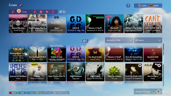 The list of songs availalbe on Fuser include some of the most popular in the world. [NCSOFT]