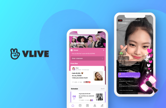 Screen captures of Naver V Live's fan community platform for girl group Blackpink and video streaming service. [NAVER]