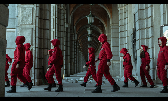 A scene from famed Netflix series ″La Casa de Papel,″ or ″Money Heist,″ which Netflix will be making into Korean original content. [NETFLIX]