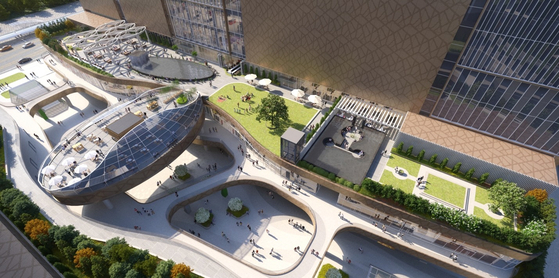 A bird's-eye view of Lotte Department Store’s Dongtan branch in Gyeonggi, which is scheduled to newly open in June. [LOTTE SHOPPING] 