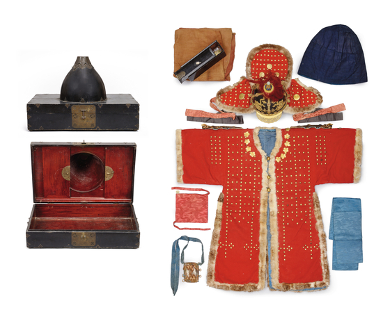 A set of armor and helmet from the Grassi Museum of Ethnology Leipzig. [NATIONAL PALACE MUSEUM OF KOREA]