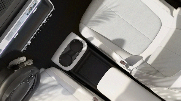 Hyundai Motor's Ioniq 5 teaser video. The passenger seat and the center console are slid backwards, revealing a leg rest below the passenger seat. [HYUNDAI MOTOR]