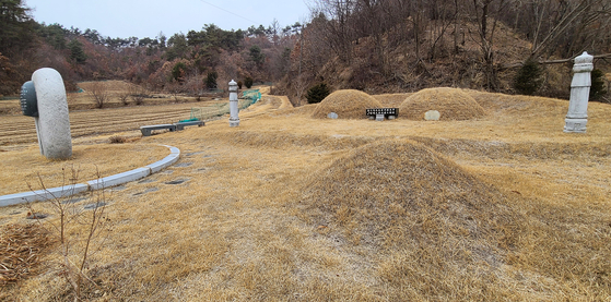  Grandpa Choi and his wife Lee Sam-soon are buried next to each other. The ox is buried near them. The plot of land behind the graves is the red pepper field featured in the documentary. [SOHN MIN-HO] 