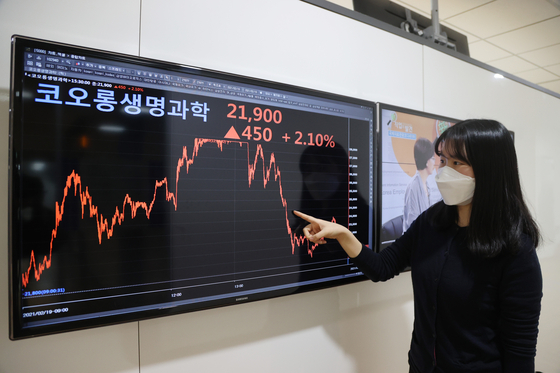 Kolon Life Science stock price fluctuated Friday on two court rulings related to the company's controversial gene therapy drug, Invossa. Kolon Life Science closed at 21,900 won on the same day, up 2.1 percent up from Thursday. [YONHAP]