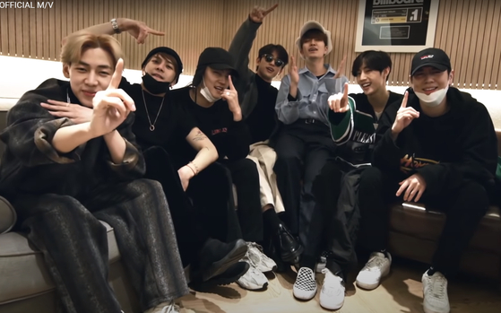 Seven members of GOT7 in the music video of the new song ″Encore″ released on Saturday. [YOUTUBE CAPTURE] 