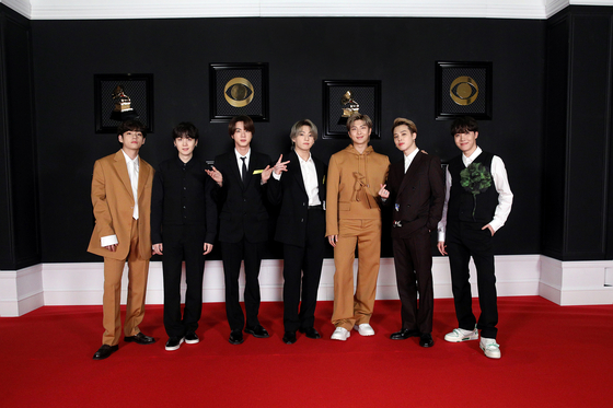 BTS at the Grammy Awards held last month [YONHAP]