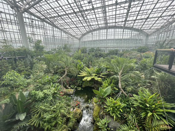 An aerial view of the Four Seasons Exhibition Greenhouse at Sejong National Arboreteum [LEE SUN-MIN]