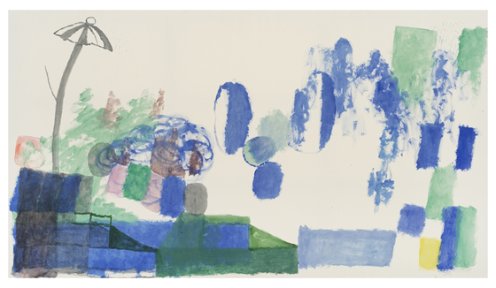 Bek's natural painting on biodegradable canvas "Biodegradable Thing 21-03" (2021) [PKM GALLERY]