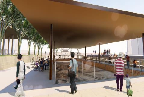 An image of how some of the cultural artifacts found would be displayed in the Gwanghwamun Square by 2023. [SEOUL METROPOLITAN GOVERNMENT]