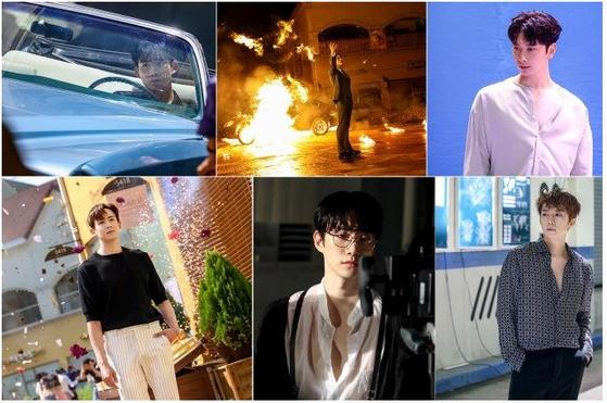 Behind-the-scenes photographs of 2PM members as they film the music video of ″Make It.″ [JYP ENTERTAINMENT]