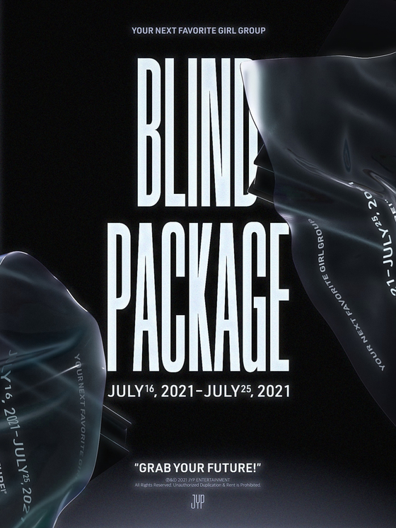 The poster to the ″Blind Package″ of the debut single of JYP Entertainment's new girl group to launch in February next year [JYP ENTERTAINMENT]