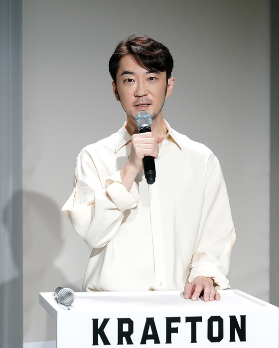Kim Chang-han, the CEO of Krafton, sits down for an online press conference on Monday prior to the company's IPO scheduled for Aug. 10. [KRAFTON]