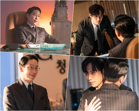 Scenes from ″The Penthouse 3″ featuring actors Uhm Ki-joon and Kim Young-dae. [SBS]