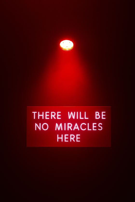 A neon sign greets visitors when they enter "Beyond the Road — Seoul 2021." [BEYOND THE ROAD]