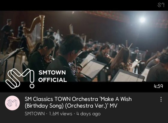 An orchestral version of boy band NCT U’s 2020 song “Make A Wish” (Birthday Song)” garnered 1.6 million views within four days of its release. [SCREEN CAPTURE]