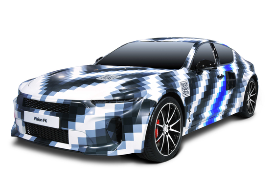 Vision FK, a hybrid sports car that has a maximum output of over 500kW. The sports car can run over 600 kilometers on a single charge. [HYUNDAI MOTOR GROUP]