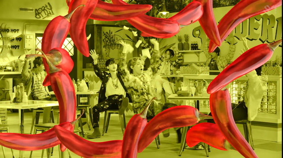 A scene from boy band NCT Dream’s music video for “Hot Sauce (Hitchhiker Remix)" [SCREEN CAPTURE]