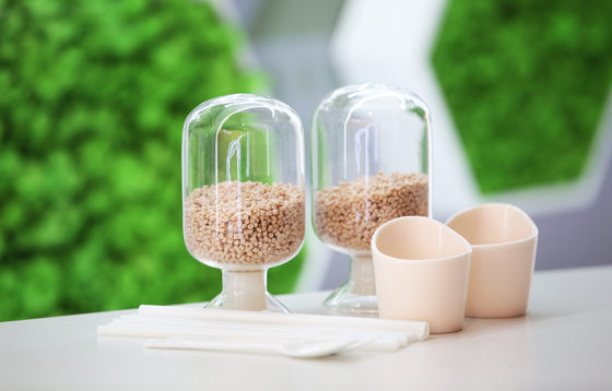 Biodegradable polyester and plastic products made from the eco-friendly material by SKC. [SKC]