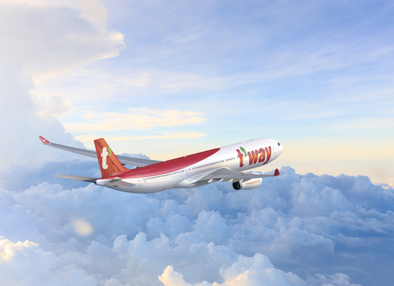 T'way Air's A330-300. The plane has a flight range over over 10,000 kilometers, able to fly to the United States and Europe. [T'WAY AIR]