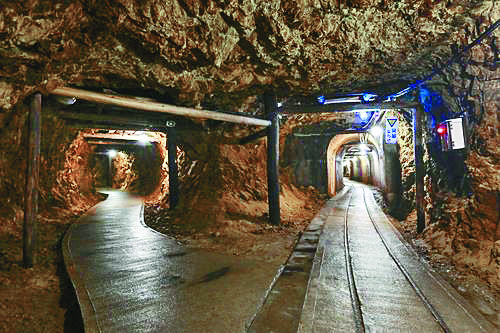 Tracks inside the Sado mine in Niigata Prefecture, Japan. [YONHAP]