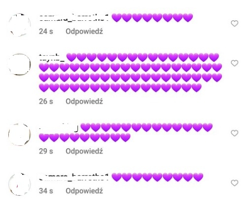Fans of BTS leaving a slew of purple hearts to move down malicious comments on BTS's official Instagram. [SCREEN CAPTURE]