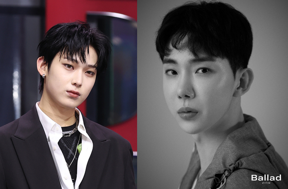 Sunoo of Enhypen, left, and Jo Kwon of 2AM [ILGAN SPORTS, CUBE ENTERTAINMENT]