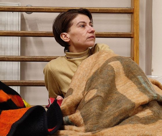 Solovei at a refugee shelter in Poland