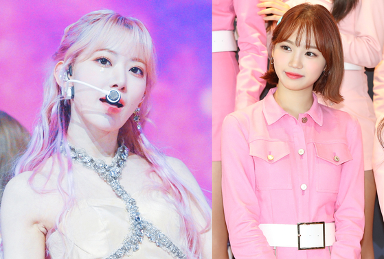 Miyawaki Sakura, left, and Kim Chaewon [ILGAN SPORTS]