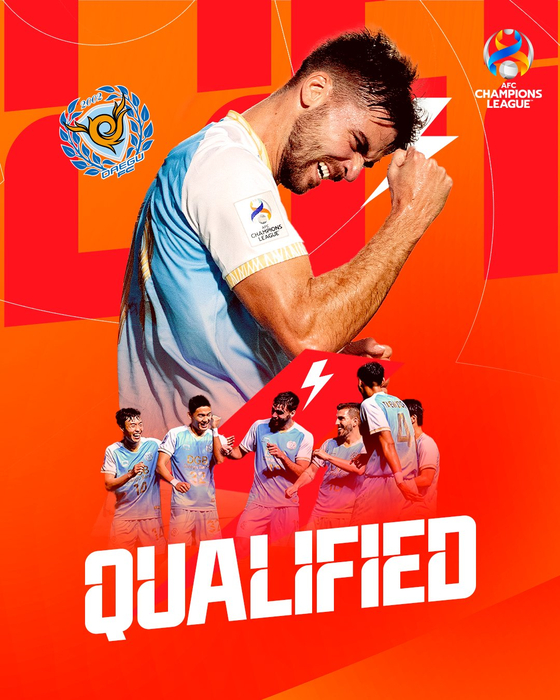 An image tweeted by the official AFC Champions League Twitter account celebrates Daegu FC's qualification for the round of 16. [SCREEN CAPTURE]