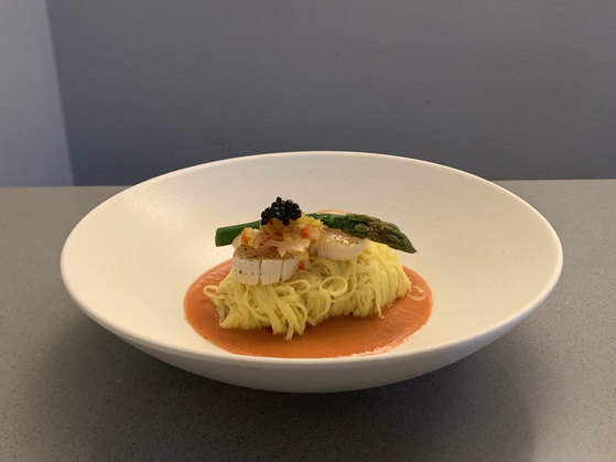 Cold Pasta with Tomato Gazpacho Sauce at Étuvée Seoul in Yongsan District, central Seoul [LEE JIAN]