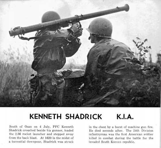 A news photo of Kenneth Shadrick, a private first class soldier from West Virginia, who was the first to die in the Korean War at the age of 19 [625 FOUNDATION]