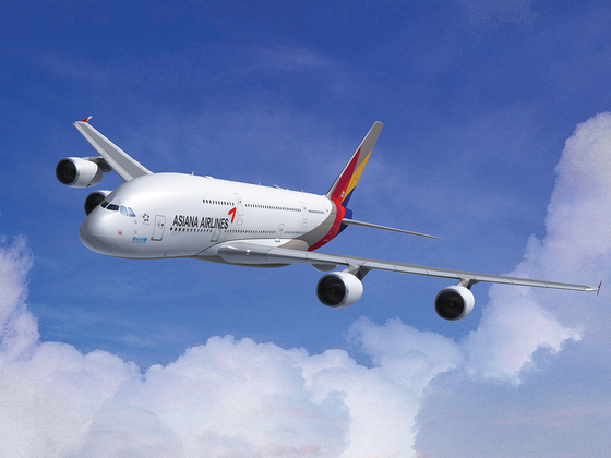 Asiana Airlines Airbus A380 jet. Asiana Airlines will start flying the Airbus A380 into Los Angeles and Bangkok. [YONHAP] 