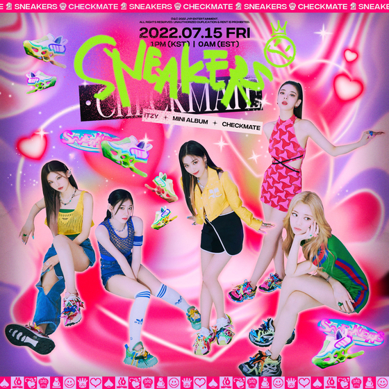 Promotional image for ITZY's lead track "Sneakers" from the EP "Checkmate" (2022) [JYP ENTERTAINMENT]