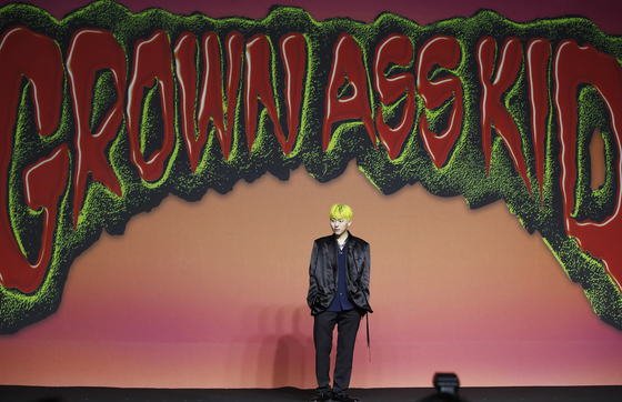 Zico poses during a showcase event for his latest EP ″Grown Ass Kid″ at the Grand InterContinental Seoul Parnas in Gangnam District, southern Seoul, on Monday. [NEWS1]