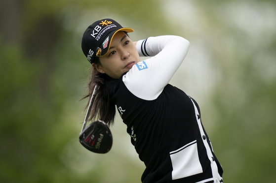Chun In-gee hits off the second tee during the second round of the LPGA Cognizant Founders Cup golf tournament on May 13 in Clifton, New Jersey. [AP/YONHAP]