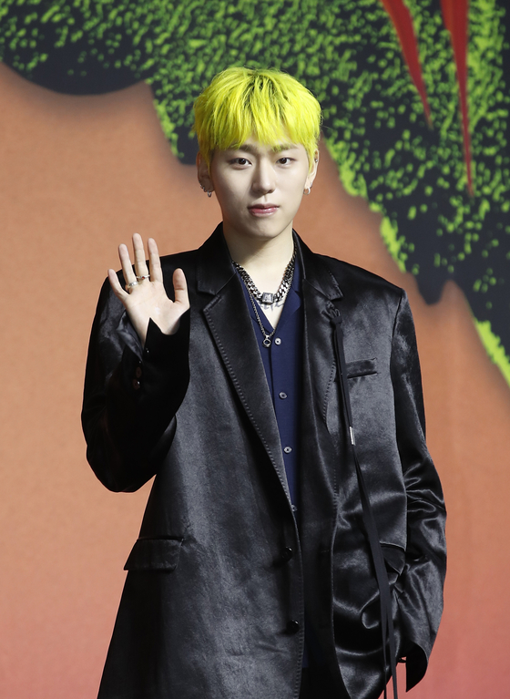Zico poses during a showcase event for his latest EP ″Grown Ass Kid″ at the Grand InterContinental Seoul Parnas in Gangnam District, southern Seoul, on Monday. [NEWS1]
