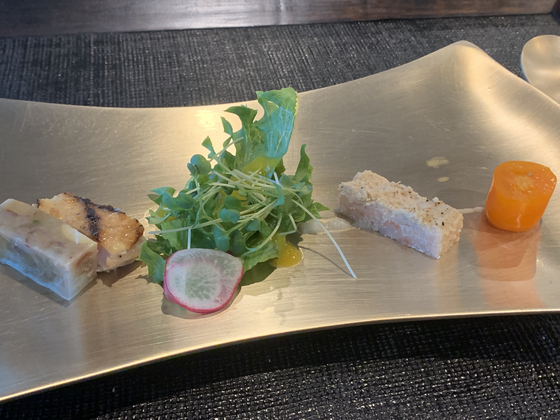 A plate of appetizers that is part of the table d'hote lunch at Ondal [LEE JIAN]