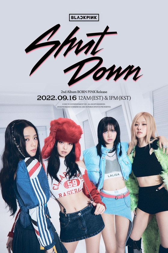 The teaser image for Blackpink's lead track ″Shut Down″ for its upcoming album ″Born Pink.″ [YG ENTERTAINMENT]