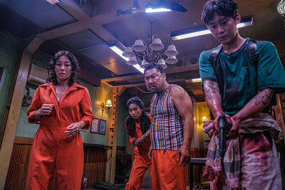 A scene from the new action horror film ″Project Wolf Hunting″ [CONTENTS ON] 